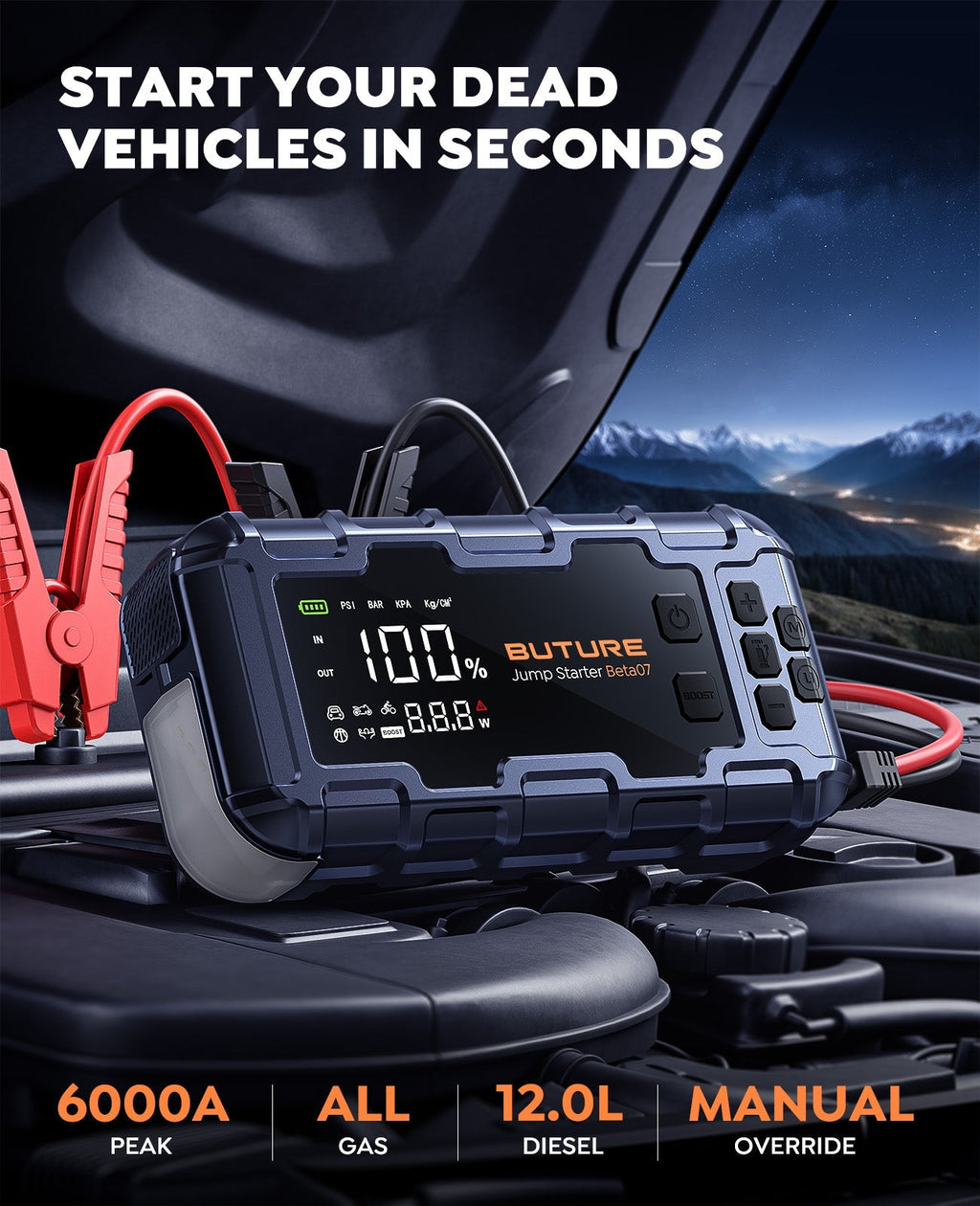 Buture Beta07 Car Jump Starter & Tire Inflator - Abe's Car Accessories