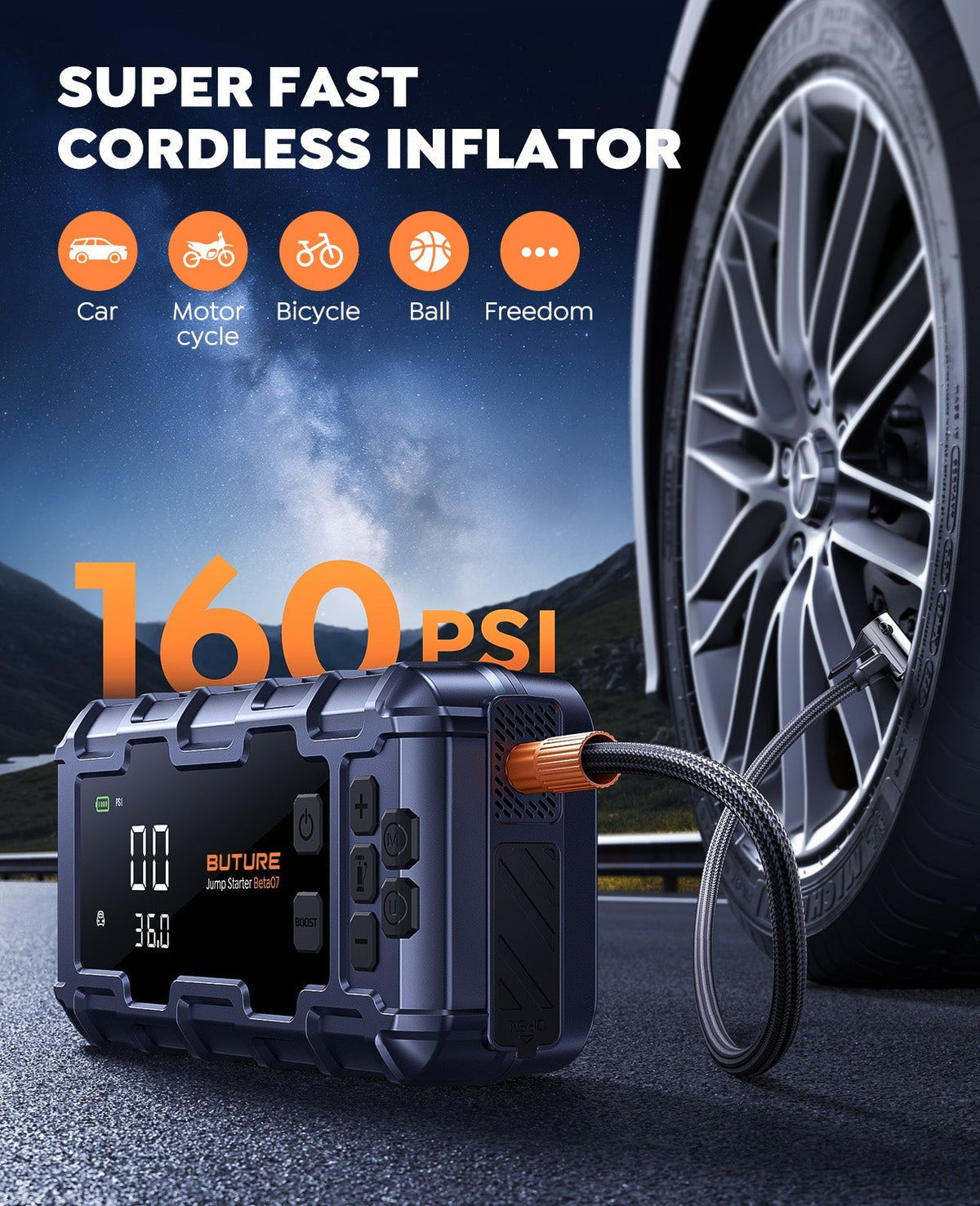 Buture Beta07 Car Jump Starter & Tire Inflator - Abe's Car Accessories