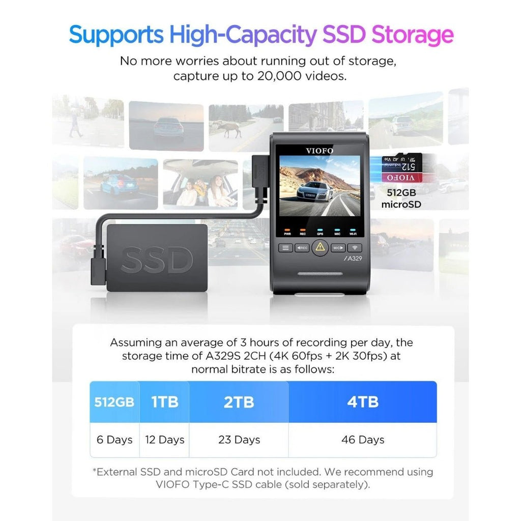 VIOFO A329S 2CH 4K UHD 60FPS Front + 2K Rear Sony STARVIS 2 Dash Cam - Abe's Car Accessories